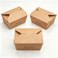 Boîte en papier kraft écologique avec logo personnalisé, pliable, portable, compartimentée, conteneur alimentaire, emballage en papier kraft recyclé de qualité alimentaire
