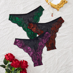Summer New Product Women's Fashion Lace Embroidery Colored Sexy Underwear Temptation <b>Thong</b> Women's Clothing - Product Image 2