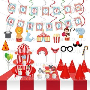 2019 New Products Happy Banner Photo Props Swirl Decoration Circus Themed Kids Birthday Party Supply - Product Image 1