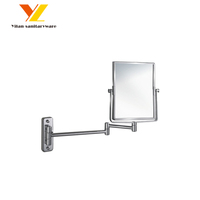 Professional LED Magnifying Make-up Mirror Dual Arm Extend Modern Square Wall Mount Chrome/Black Copper Frame 1 Hotel Villa