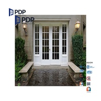 Puerta Francesa Abatible Arqueada de Estilo Vintage Personalizada PDP, de Fibra de Vidrio y Aleación de Aluminio con Herrajes de Latón para Uso en Baños, Exteriores e Interiores