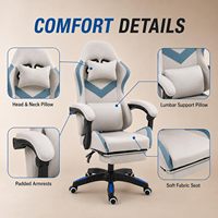 Nouvelle chaise de bureau pivotante fonctionnelle 2026, supportant 300 kg, fauteuil d'ordinateur en tissu respirant gris, chaise de jeu avec repose-pieds