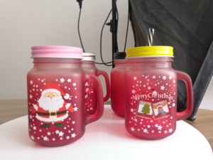 De almacenamiento personalizado transparente diferentes tamaño mason frasco de vidrio <span class=keywords><strong>para</strong></span> alimentos y bebidas con mango tapa y paja - Product Image 4