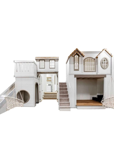 Letto a castello a forma di casetta sull'albero di grandi dimensioni per bambini, area giochi con scivolo, base segreta, letto per bambini multifunzionale e personalizzabile - Product Image 5