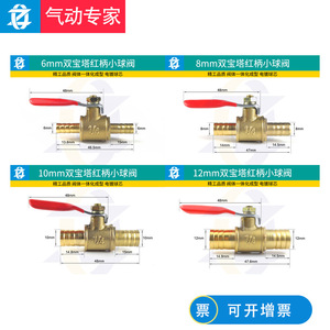 วาล์วทองแดงแบบนิวเมติก ด้ามจับสีแดง แบบหกเหลี่ยม ขนาด 1/4 นิ้ว เกลียวใน-นอก วาล์วน้ำ วาล์วลม วาล์วบอล สำหรับใช้งานในอุตสาหกรรม - Product Image 1