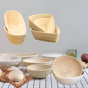 Handgemaakte Riet Bamboe 25/28Cm Ovale Brood Deeg Proofer Mand Bambu Pulb Masa Bannetons Ethically Cesta Pasta Di legno 21 21Cm Uk