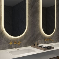 Miroir LED moderne sans cadre certifié ETL avec interrupteur tactile éclairé pour hôtel, villa, appartement, personnalisable, qualité commerciale