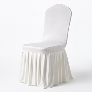 Stretch Spandex <b>Chair</b> <b>Cover</b> with Pleated Skirt for <b>Dining</b> Banquet Restaurant Catering Event Supply - Product Image 1