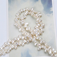 Perles d'eau douce, fil de perles baroques blanches, avec trou supérieur de 5-6mm, vente en gros, 50 pièces
