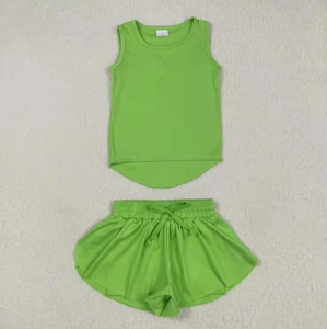 Conjunto Deportivo de Dos Piezas para Niños Pequeños, Ropa Deportiva sin Mangas, Color Sólido, Estilo Yoga - Product Image 3