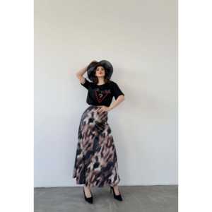 Elegante Falda Maxi de Satén para Mujer, 100% Seda, Estampada, Brillante, Cintura Regular, Larga y Fluida - Product Image 4