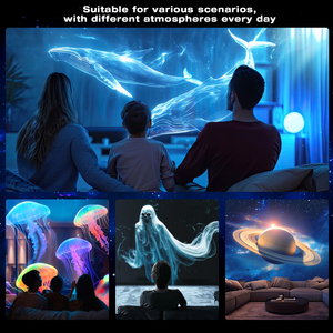 3D Holographic Dynamic LED Galaxy Projector Lamp with Planetarium Stars Universe 4K HD Video White Noise Night <b>Light</b> Mood Lamp - Product Image 3