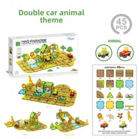 WISE FOREST Rompecabezas Educativo para Niños, Bloques de Construcción Magnéticos de Plástico Coloridos, Juguete con Pista de Carreras Eléctrica para Vehículos