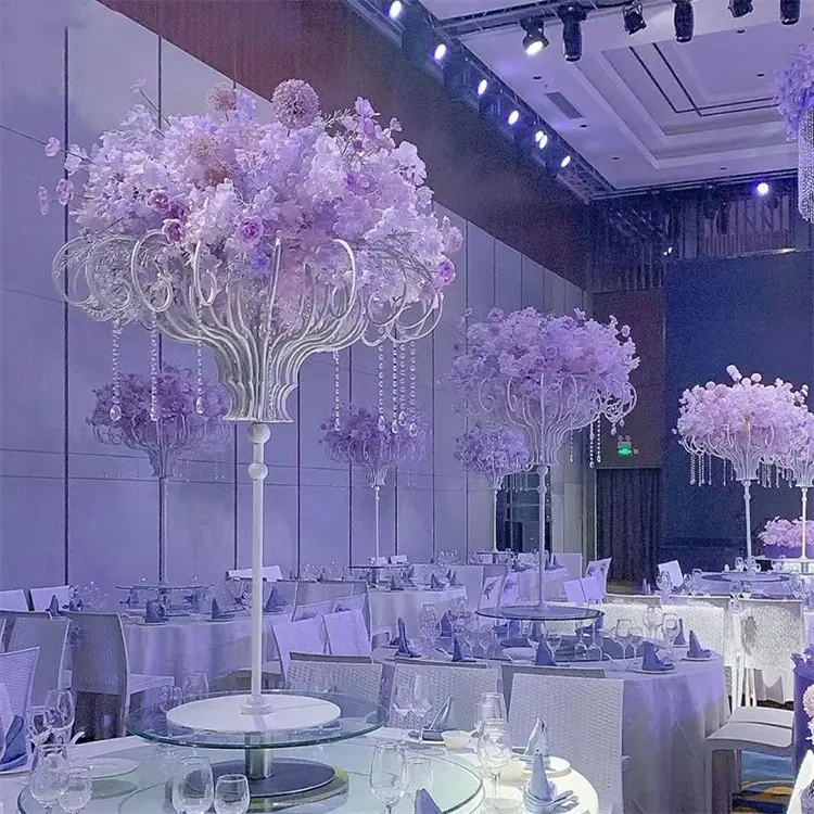 Otel ziyafet parti sahne Metal çiçek standı düğün Centerpieces masa süslemeleri