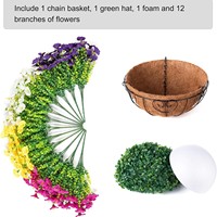 Panier suspendu artificiel en plastique multicolore avec doublure en fibre de coco pour la décoration intérieure de Thanksgiving et de mariage