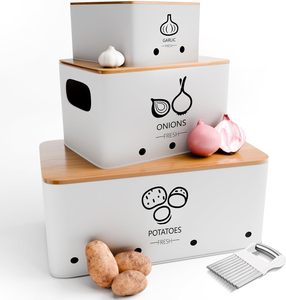 Boîte de rangement moderne en métal détachable pour pommes de terre, oignons et ail, avec couvercle, 13 <span class=keywords><strong>x</strong></span> <span class=keywords><strong>7</strong></span> <span class=keywords><strong>x</strong></span> <span class=keywords><strong>6</strong></span>,1 pouces, pour la cuisine - Product Image 6