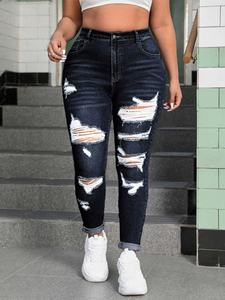 Ripped Jeans Colombianos Venta caliente <span class=keywords><strong>Mujer</strong></span> Cintura alta Skinny Jeans High Stretch Slim Jeans Moda Casual Pies pequeños <span class=keywords><strong>Pantalones</strong></span> - Product Image 5