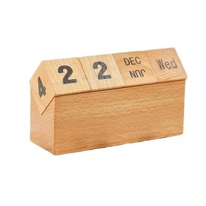 Wooden Block <b>Calendar</b> Solid Wood Flip Up Desk Ornament 12x4x7cm Office Decor - Product Image 2
