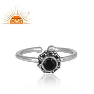 แหวนพลอยโอนิกซ์สีดำ925โบราณออกซิไดซ์แหวนเงินแฮนด์เมดแหวนเงินเครื่องประดับคอลเลกชันคลาสสิก - Product Image 2