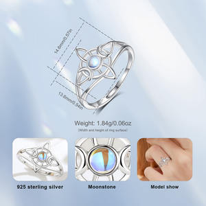 Bague Merryshine en argent sterling 925 avec pierre de lune, nœud celtique porte-bonheur, bijoux irlandais, bague nœud irlandais - Product Image 4