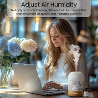 Diffuseur d'arômes ultrasonique avec base en bois, diffuseur d'huiles essentielles en verre portable, humidificateur silencieux pour la maison et le bureau