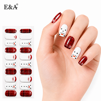 Autocollants semi-durcis pour ongles, design de Noël, couvrance totale, application facile, colorés, les plus vendus, pour fournisseurs OEM/ODM
