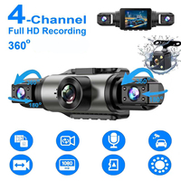 Caméra de tableau de bord DVR pour voiture à 4 caméras avec vision nocturne de 2 pouces, enregistrement en boucle, caméra de recul 4 canaux 720+480+480+480p, enregistreur vidéo