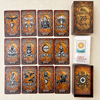 Kartu Tarot Gotik 78 Lembar Dengan Buku Panduan, Kartu Ramalan Hitam Putih Vintage, Grosir OEM Kustom