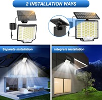 Projecteur mural à détecteur de mouvement solaire 186 LED étanche IP65 avec couverture de 30 m pour l'éclairage de sécurité du jardin