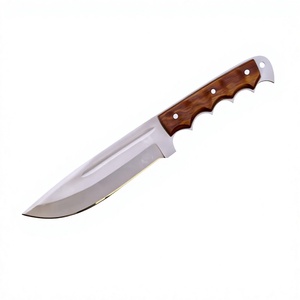 Couteau Bowie à lame fixe avec manche en bois de rose, étui en cuir, acier Damas, bord dentelé, DIY OEM - Product Image 5