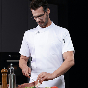 Chaqueta de Chef para Mujer, Color Sólido, Manga Corta, Uniforme de Trabajo Profesional de Cocina, Chaquetas de Chef para <span class=keywords><strong>Restaurante</strong></span> al por Mayor - Product Image 4