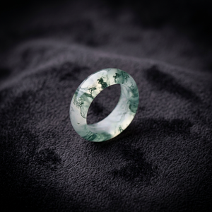 Bagues en Agate Mousse Verte Naturelle Polie en Gros, Forme Circulaire d'Inspiration Antique pour Femmes et Hommes - Cadeau de Noël Étanche ZF - Product Image 3