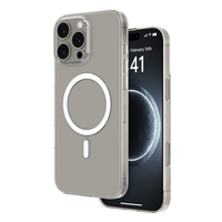 Coque de téléphone magnétique transparente ultra-fine en PC avec anneau magnétique puissant N52 pour iPhone 14 15 16 Series