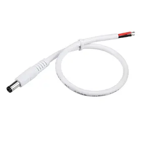 DC Power Male5.5*2.1 One end open Cable White 2464-20AWG,Length :0.23M