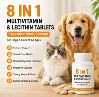 Multivitamínico 8 en 1 de Marca Propia, 120 Masticables Blandos para Perros y Gatos - Apoyo Digestivo e Inmunológico, Salud de la Piel y el Pelaje