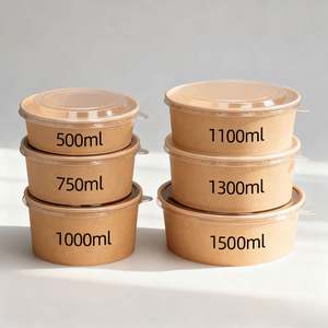 โรงงานขายส่งชามกระดาษคุณภาพสูงแบบใช้แล้วทิ้ง รีไซเคิลได้ สำหรับใส่อาหารกลางวัน สลัด ของหวาน ขนมปัง บรรจุภัณฑ์ พร้อมโลโก้สั่งทำ ฝาปิดสำหรับอาหารร้อน - Product Image 1