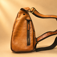 Tas Selempang Kulit Asli Vintage Motif Buaya, Tas Dada Crossbody Buatan Tangan Retro Tahan Air, Tas Bahu Pria