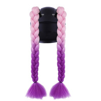 Tresses décoratives pour casque de moto en cheveux synthétiques dégradés, accessoires queue de cheval pour la décoration de moto