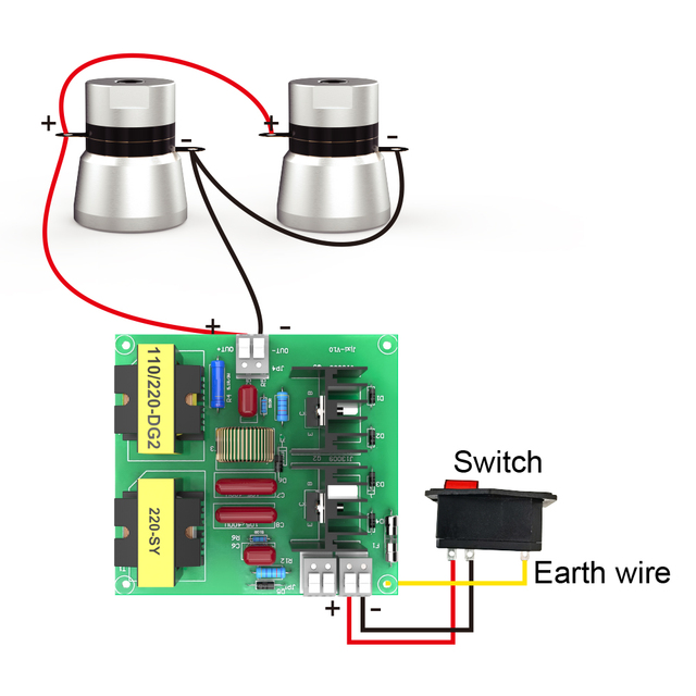 New 100W Ultrasonic Transducer Driver Circuit with 40KHz 220V 2-Piece Piezoelectric Transducer 200V