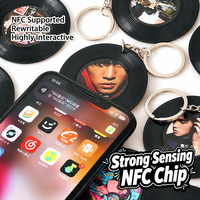 Porte-clés personnalisé en vinyle NFC, disque acrylique rétro, porte-clés imprimé, breloque de sac personnalisée, cadeau