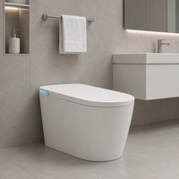 Toilettes intelligentes avec télécommande, bidet monobloc en céramique avec siège chauffant, sécheur d'air et chasse d'eau automatique