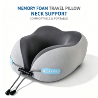 Ensembles de voyage très demandés : Oreiller de voyage pour le cou en mousse à mémoire de forme avec emballages personnalisés, housse amovible et lavable pour les voyages