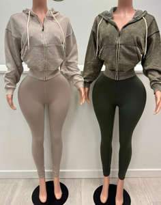 Tuta da <span class=keywords><strong>Donna</strong></span> Y2K Personalizzata in Cotone Lavato con Effetto Invecchiato, Felpa con Zip e <span class=keywords><strong>Pantaloni</strong></span>, Completo 2 Pezzi per Uso Quotidiano - Product Image 4