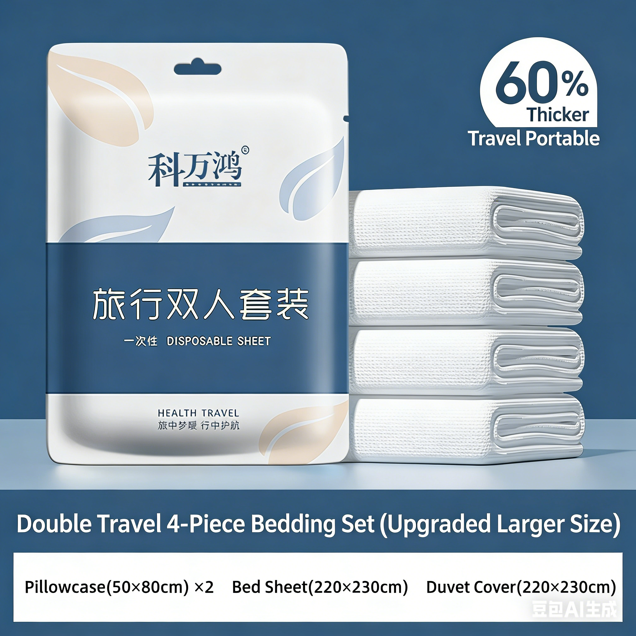 Ensemble de literie de voyage jetable blanc pur, 4 pièces