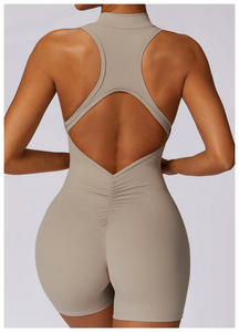 pink Jumpsuit Women <strong>Zip</strong> <strong>up</strong> Short Scrunch Butt Women's Jumpsuits <strong>Playsuits</strong> 2024 Sports Bodysuits - Product Image 4