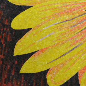 ZF Customized <strong>Sunflower</strong> Painting Ice Jade Gold <strong>Mosaic</strong> and Red <strong>Mosaic</strong> Background 100% Hand Cut Art Flower <strong>Mosaic</strong> Pattern - Product Image 4