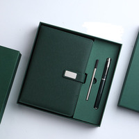 Agenda de luxe pour affaires avec reliure spirale, couverture en cuir PU, reliure cousue, logo personnalisé, coffret cadeau
