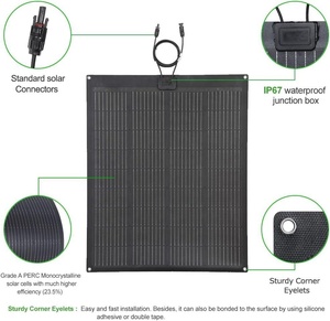 Panel Solar Flexible Monocristalino Sunfield SFED-F100M de 100W y 18V para Automóviles, Barcos, Vehículos Recreativos y Sistemas de Energía Marina, con una Eficiencia del 23.5% - Product Image 3