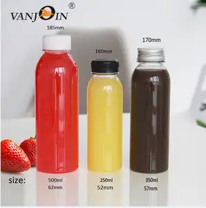 Empty Plastic Juice Bottles 8oz 12oz With Caps Reusable Clean Bulk Beverage Containers With Black Tamper Evident Lids