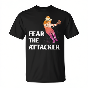 Fear The Attacker Lacrosse T-Shirt pour femmes et filles, design graphique noir - Product Image 2